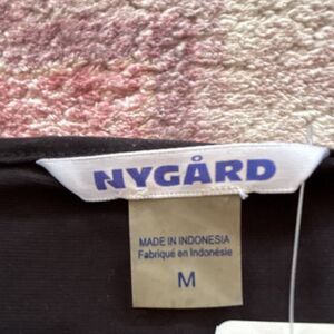 Nygard Women's Black Paisley Print V-Neck 3/4 Sleeve Tunic Blouse Size M